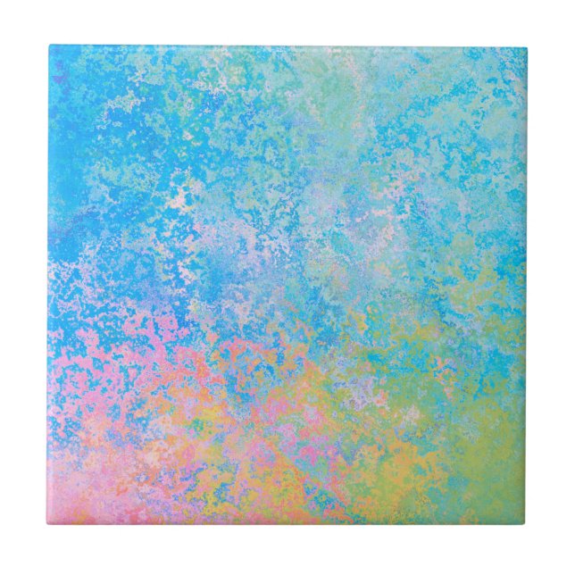 Farbenfrohe Neon Pastel Sky Alkohol Tinte Abstrakt Fliese (Vorderseite)