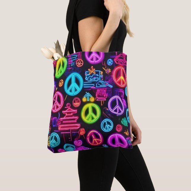 Farbenfrohe Neon Peace Pattern Tasche (Von Nahem)