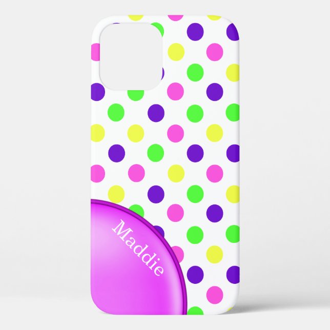 Farbenfrohe Neon Polka Dots iPhone Case-Mate iPhone Hülle (Rückseite)
