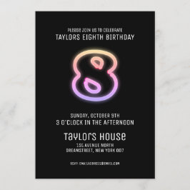 Farbenfrohe Neon Sign 8. Trendy Geburtstagsparty Einladung