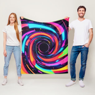 Farbenfrohe Neon Spirale Abstrakte Kunst Fleecedecke