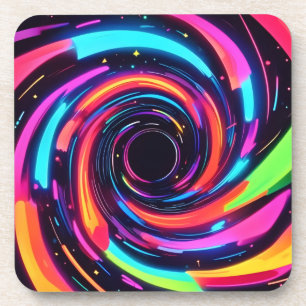 Farbenfrohe Neon Spirale Abstrakte Kunst Getränkeuntersetzer