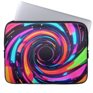 Farbenfrohe Neon Spirale Abstrakte Kunst Laptopschutzhülle