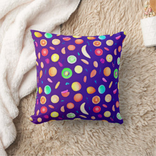 Farbenfrohe Neon Tropical Frucht Muster Kissen