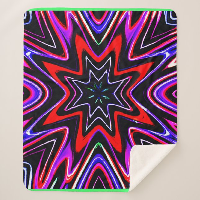 Farbenfrohe Neon Vibes Pattern Sherpadecke (Vorderseite)