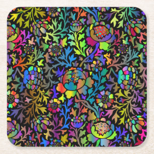Farbenfrohe Neonfarben Muster Square Rechteckiger Pappuntersetzer