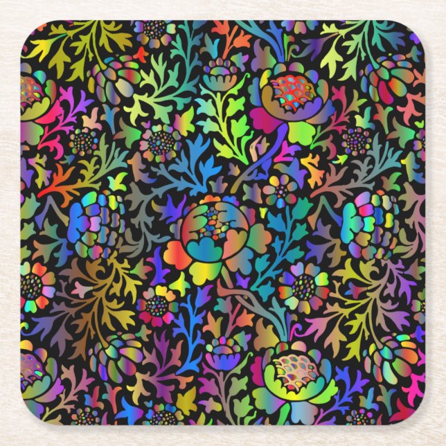 Farbenfrohe Neonfarben Muster Square Rechteckiger Pappuntersetzer (Vorderseite)