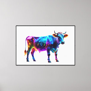 Farbenfrohe Neonkuh Kunst - Glühende Kuh Leinwanddruck