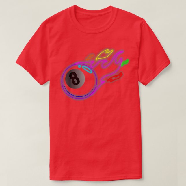 Farbenfrohe Neonleuchten Acht-Ball Billard Pool MM T-Shirt (Design vorne)