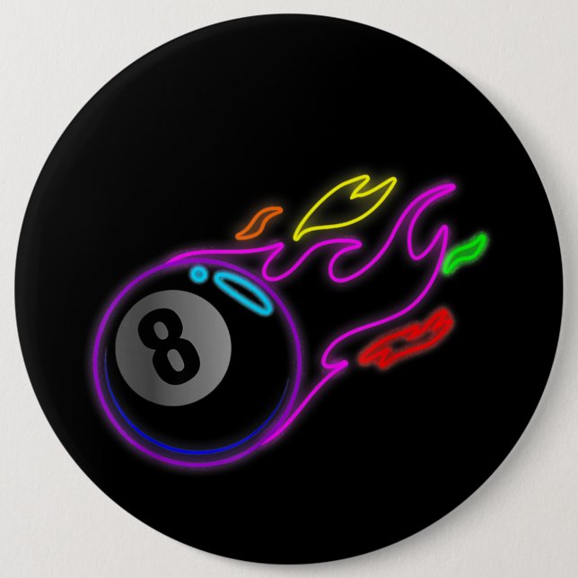 Farbenfrohe Neonlichter Acht-Ball Billard Pool Button (Vorderseite)