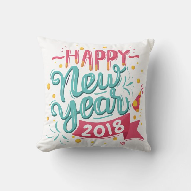 Farbenfrohe Neujahrskissen Kissen (Vorderseite)