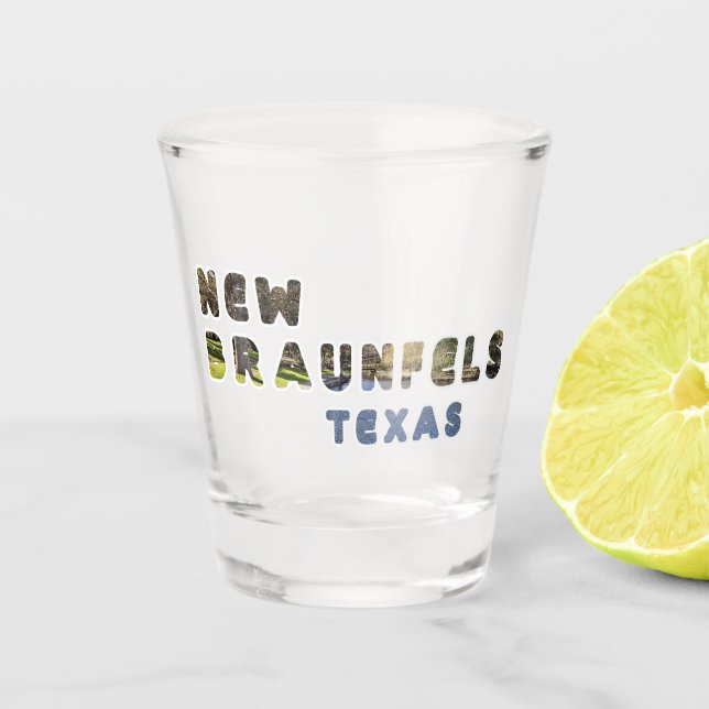 Farbenfrohe New Braunfels TX Deutsche City Topogra Schnapsglas (Vorderseite)