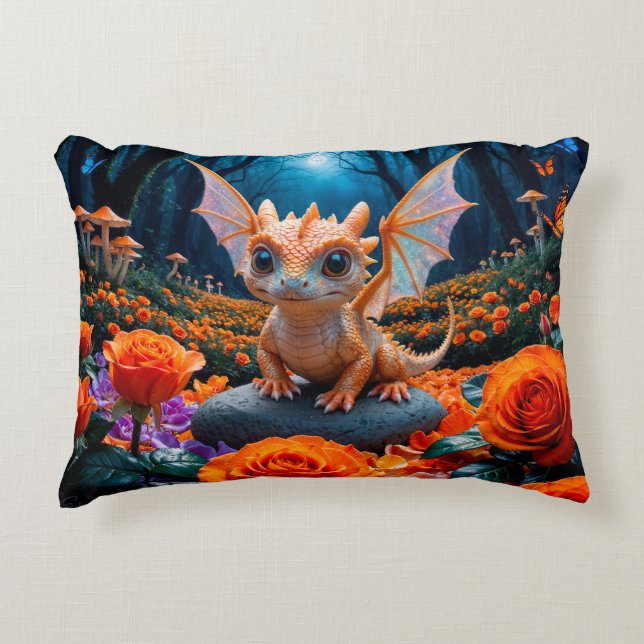 Farbenfrohe Niedliche Baby Dragons Dekokissen (Vorderseite)