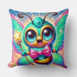 Farbenfrohe Niedliche Bienenfigur Holding Star Kissen