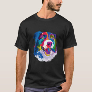 Farbenfrohe Niedliche Border Collie Vibranine Pupp T-Shirt