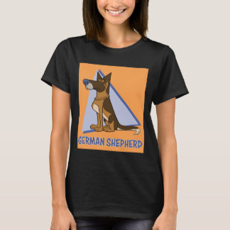 Farbenfrohe Niedliche Cartoon Stil Deutscher Schäf T-Shirt