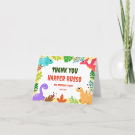 Farbenfrohe Niedliche Dino Geburtstagsparty Danke 