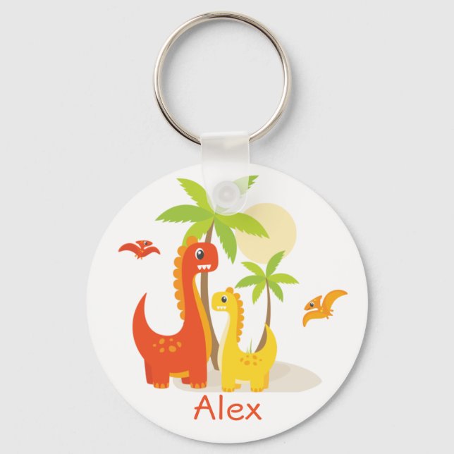 Farbenfrohe Niedliche Dinosaurier Kinder Personali Schlüsselanhänger (Vorderseite)