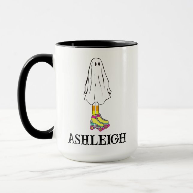 Farbenfrohe Niedliche Halloween-Geist mit Roller-S Tasse (Links)