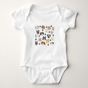 Farbenfrohe Niedliche Hunde & Hundeschlittenmuster Baby Strampler