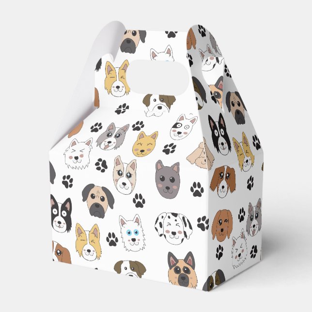 Farbenfrohe Niedliche Hunde & Hundeschlittenmuster Geschenkschachtel (Vorderseite)