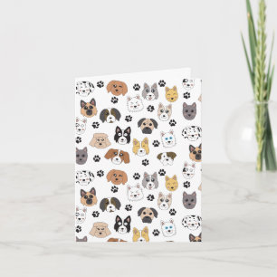 Farbenfrohe Niedliche Hunde & Hundeschlittenmuster Karte