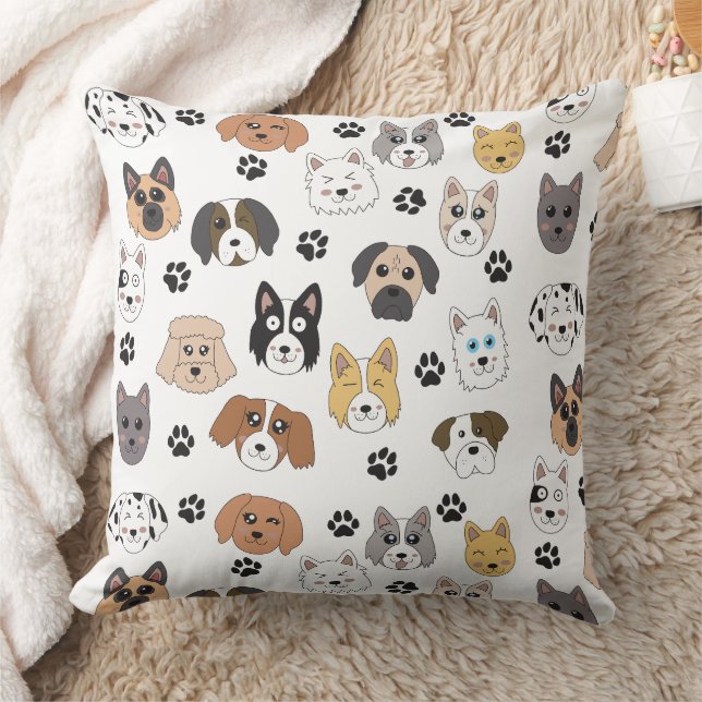 Farbenfrohe Niedliche Hunde & Hundeschlittenmuster Kissen (Decke)