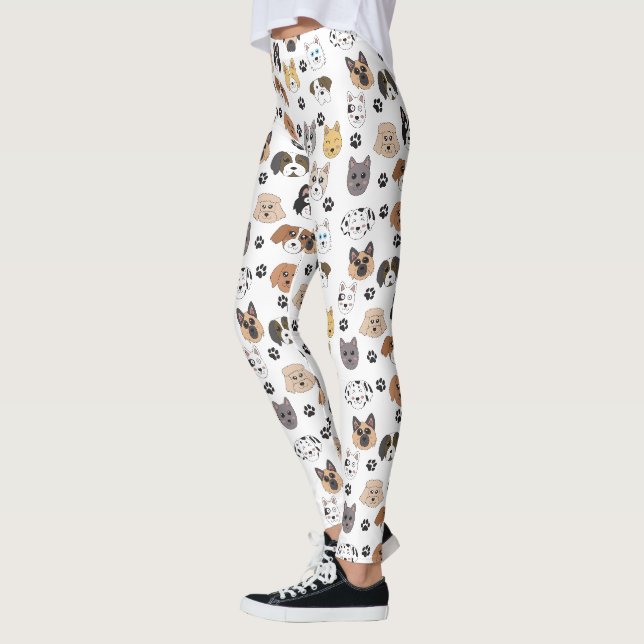 Farbenfrohe Niedliche Hunde & Hundeschlittenmuster Leggings (Links)