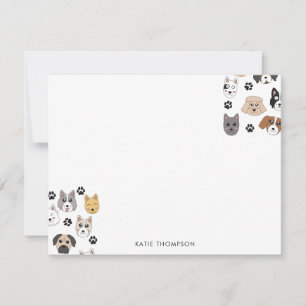 Farbenfrohe Niedliche Hunde & Hundeschlittenmuster Mitteilungskarte