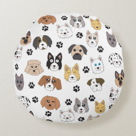 Farbenfrohe Niedliche Hunde & Hundeschlittenmuster Rundes Kissen