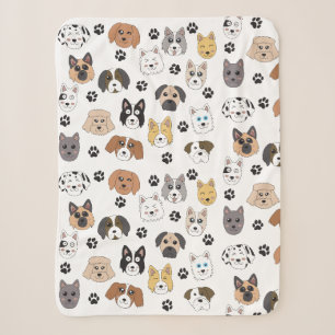 Farbenfrohe Niedliche Hunde & Hundeschlittenmuster Sherpadecke
