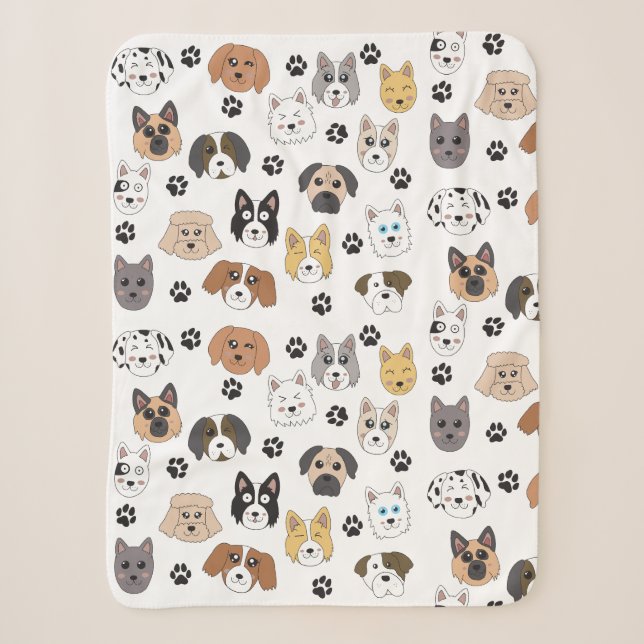 Farbenfrohe Niedliche Hunde & Hundeschlittenmuster Sherpadecke (Vorderseite)