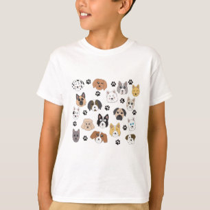 Farbenfrohe Niedliche Hunde & Hundeschlittenmuster T-Shirt