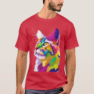 Farbenfrohe Niedliche Katze Abstrakte Tierkatzen K T-Shirt