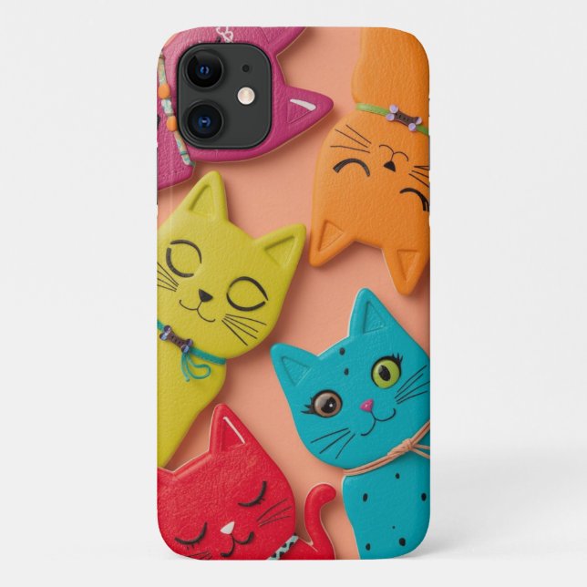 Farbenfrohe Niedliche Katzen Mobile Case (Rückseite)