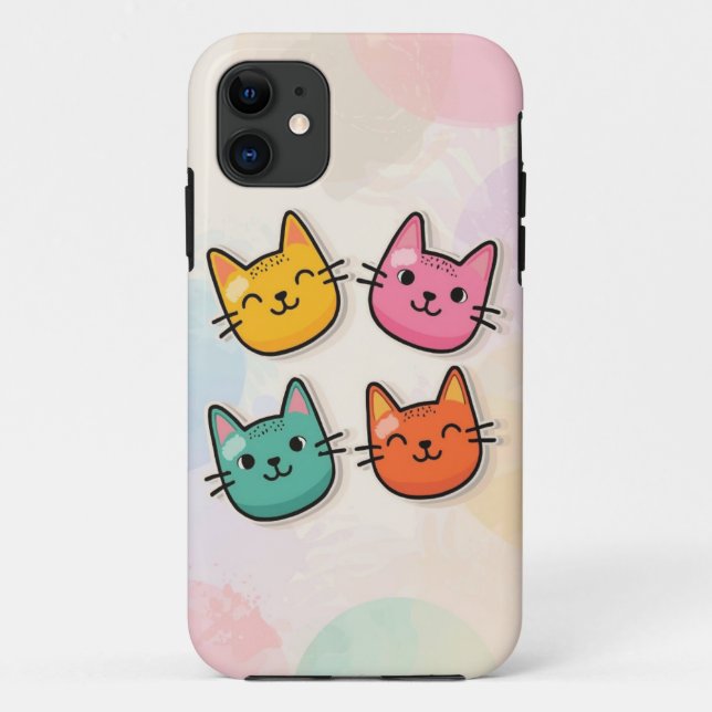 Farbenfrohe Niedliche Katzen Mobile Case (Rückseite)