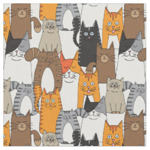 Farbenfrohe Niedliche Katzen Muster Stoff