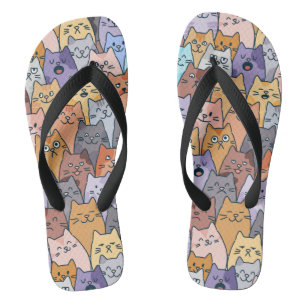 Farbenfrohe Niedliche Katzenkratzenmuster Katzenge Flip Flops