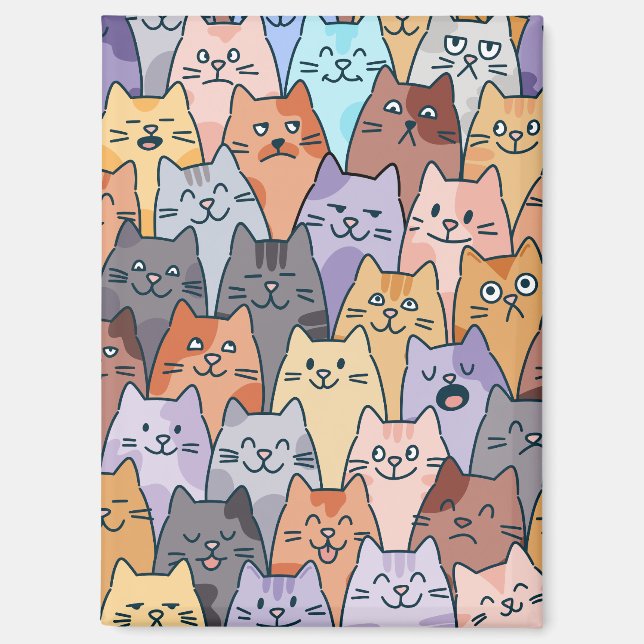 Farbenfrohe Niedliche Katzenkratzenmuster Katzenge Magnet (Vorderseite)