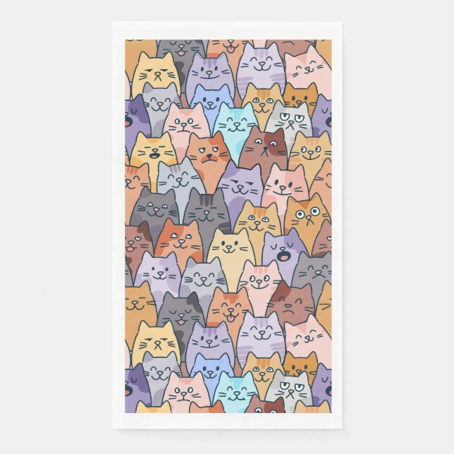 Farbenfrohe Niedliche Katzenkratzenmuster Katzenge Serviette (Vorderseite)
