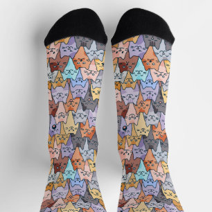 Farbenfrohe Niedliche Katzenkratzenmuster Katzenge Socken