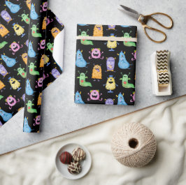 Farbenfrohe Niedliche Monster Geschenkpapier
