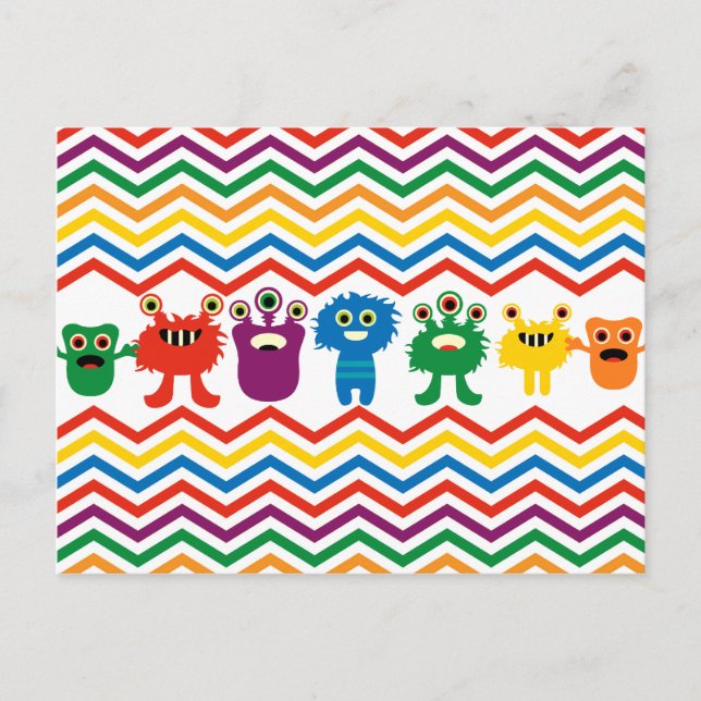 Farbenfrohe Niedliche Monster zeichnen sich durch  Postkarte (Vorderseite)