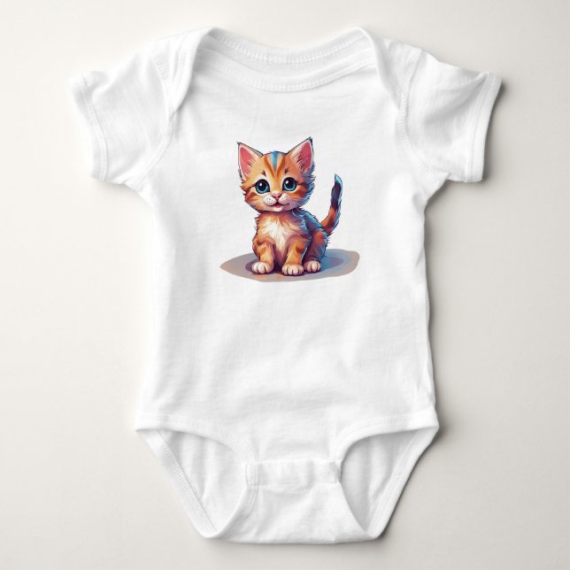 Farbenfrohe Niedliche Orange Kitten Baby Kitty Cat Baby Strampler (Vorderseite)
