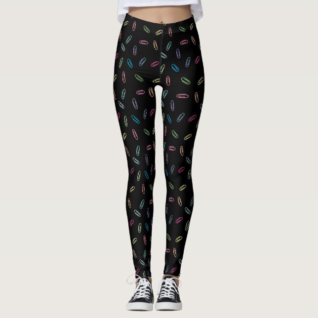 Farbenfrohe Niedliche Pastellpapierklammern auf sc Leggings (Vorderseite)