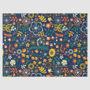 Farbenfrohe Niedliche Retro-Blume und Blattmuster Seidenpapier