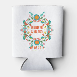 Farbenfrohe Niedliche Retro-Blumenkranz Dosenkühler