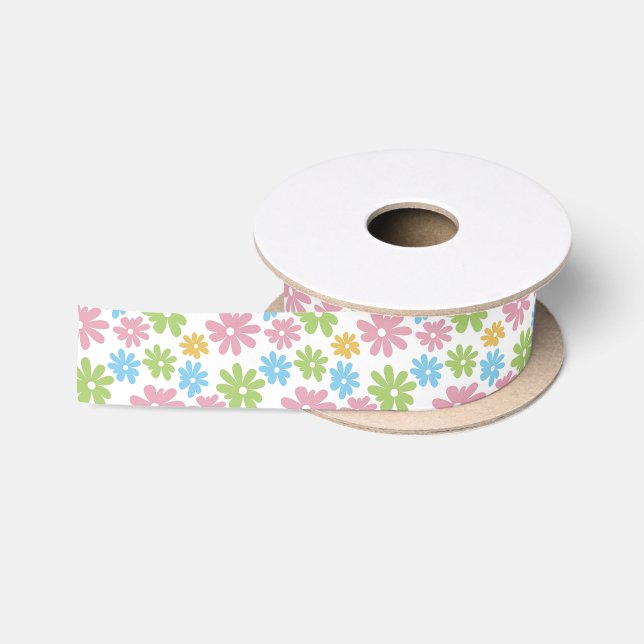 Farbenfrohe Niedliche Retro Sommer Blume Art Patte Satinband (Spule)