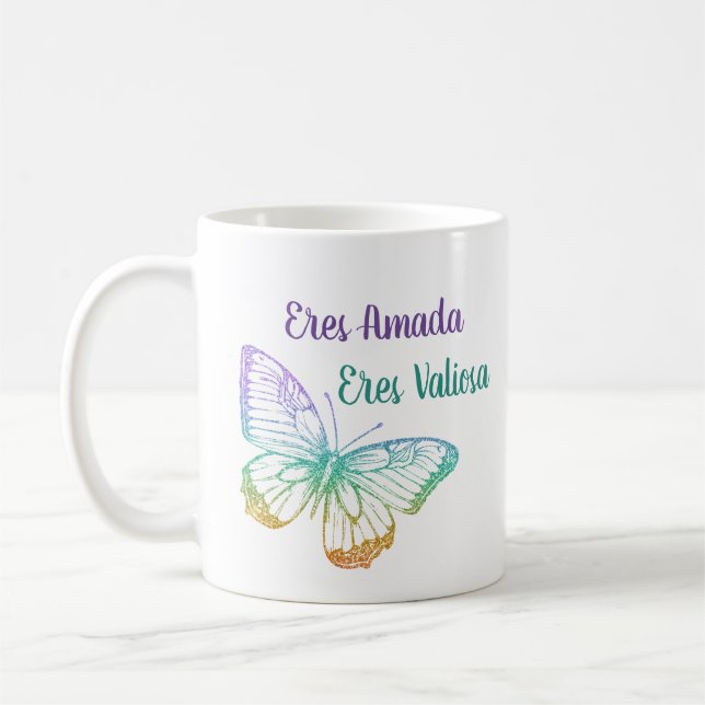 Farbenfrohe Niedliche Schmetterlinge Christlich Kaffeetasse (Links)