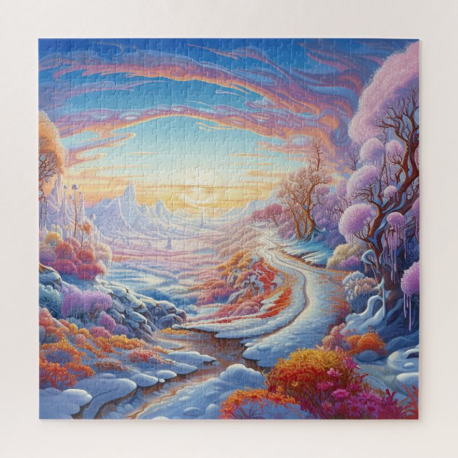 Farbenfrohe Niedliche Schneewinterbäume Naturblick (Vertikal)